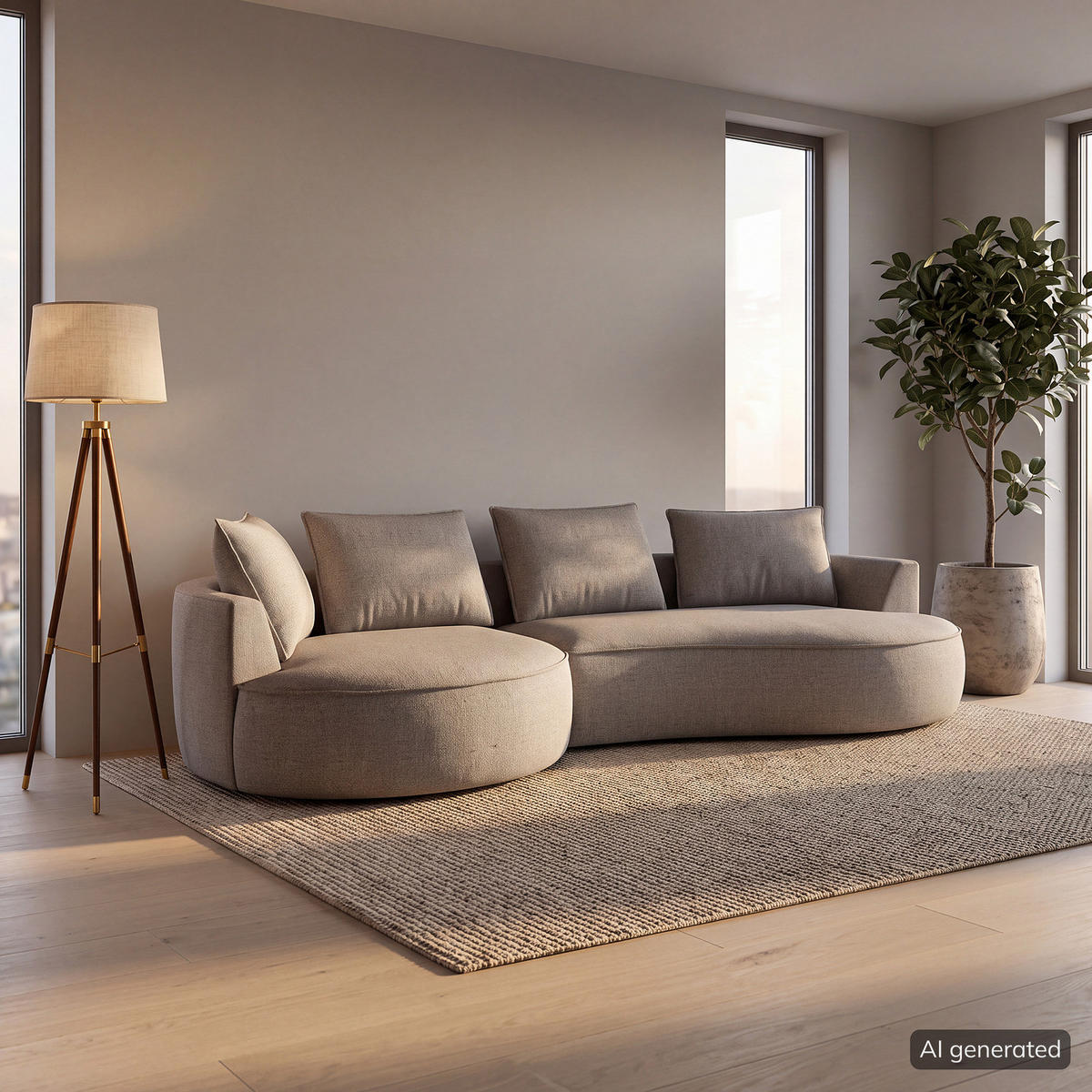 BIGSOFA - Hellgrau/Schwarz, Kunststoff/Textil (322/82/154cm) - home24