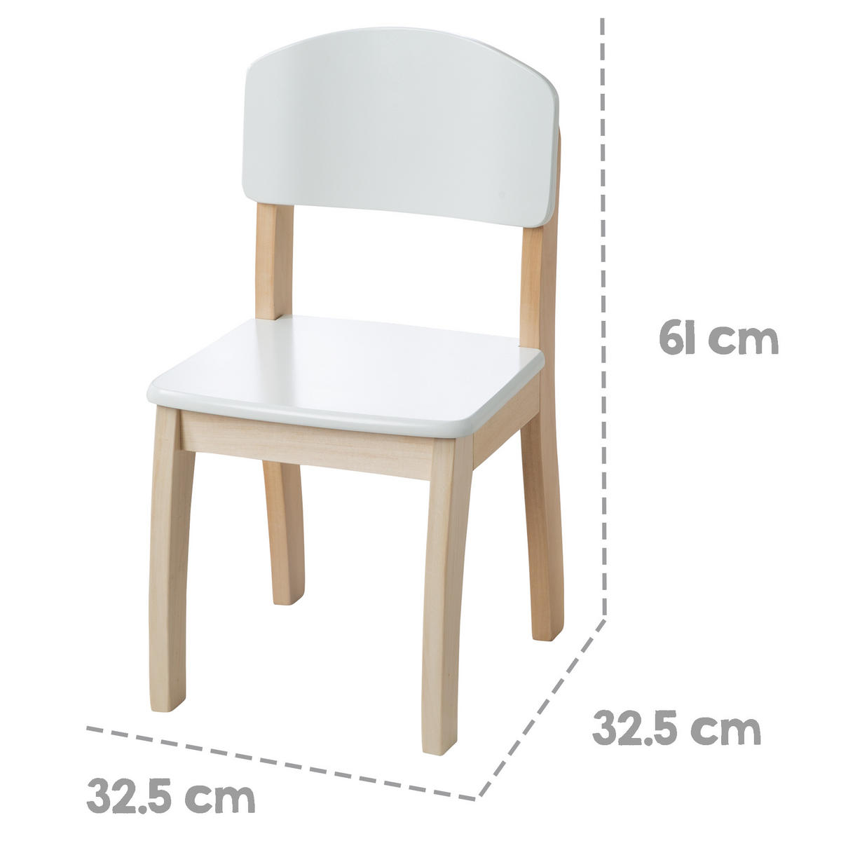KINDERSTUHL - Naturfarben/Weiß, Holzwerkstoff (32.5/61/32.5cm) - Roba