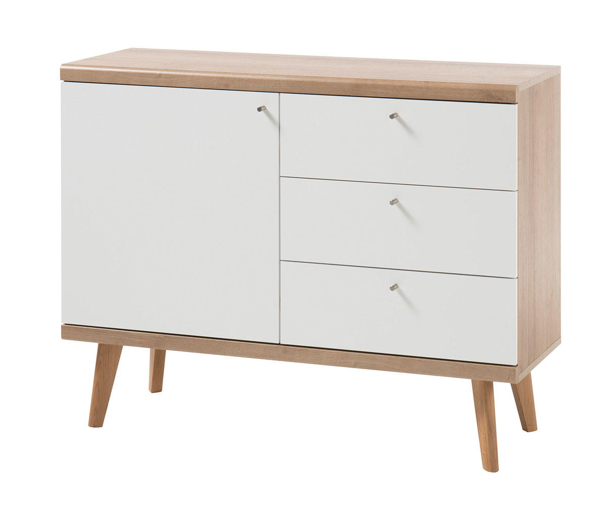SIDEBOARD Merle Eiche Riviera / weiß 107 / 40 / 83cm - Eichefarben/Weiß, Holz/Holzwerkstoff (107/83/40cm) - Feldmann-Wohnen