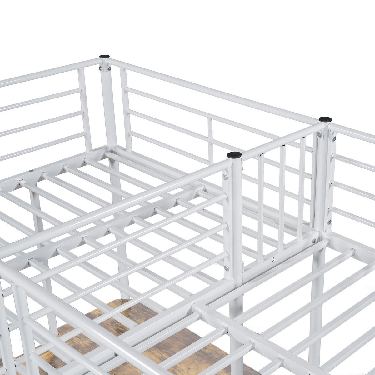 HOCHBETT 90/200 cm Weiß mit Tisch und Doppeltreppe - Weiß, Metall (140/200cm) - OKWISH