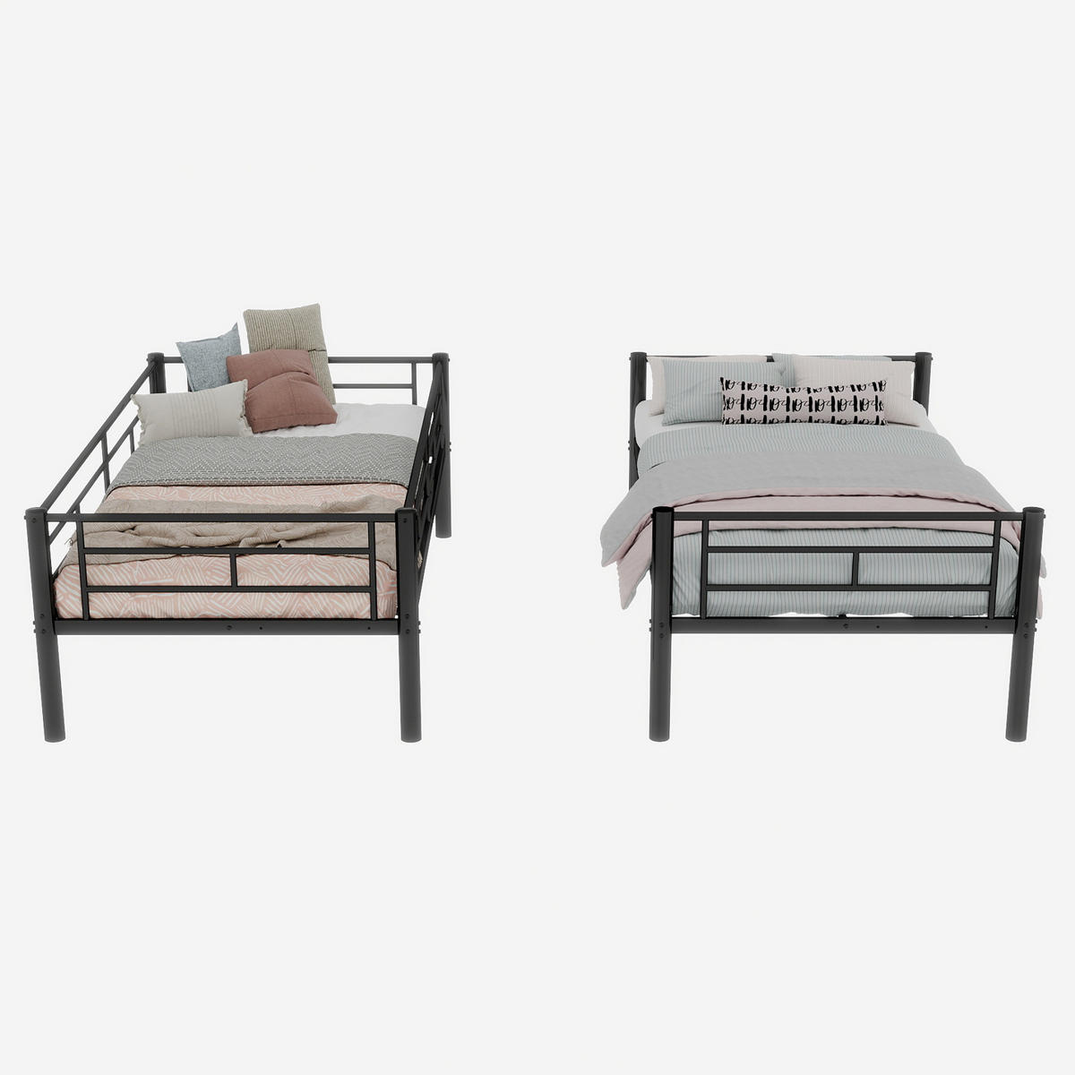 ETAGENBETT Metall Schwarz Twin über Twin - Schwarz, Metall (90/190cm) - ComfortXL