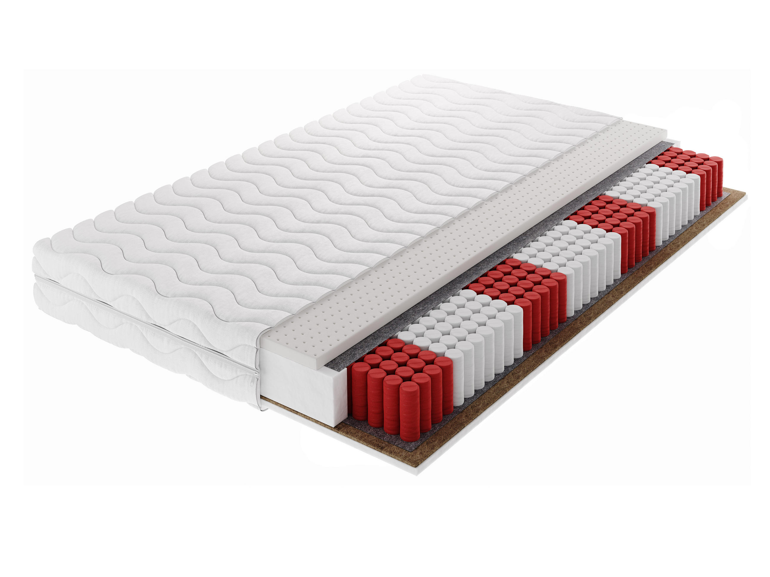 TASCHENFEDERKERNMATRATZE ERVADO MULTI Multipocket 200x200, H3/H4, Höhe ca.: 20 cm - Weiß, Textil (200/200cm) - MASSENO