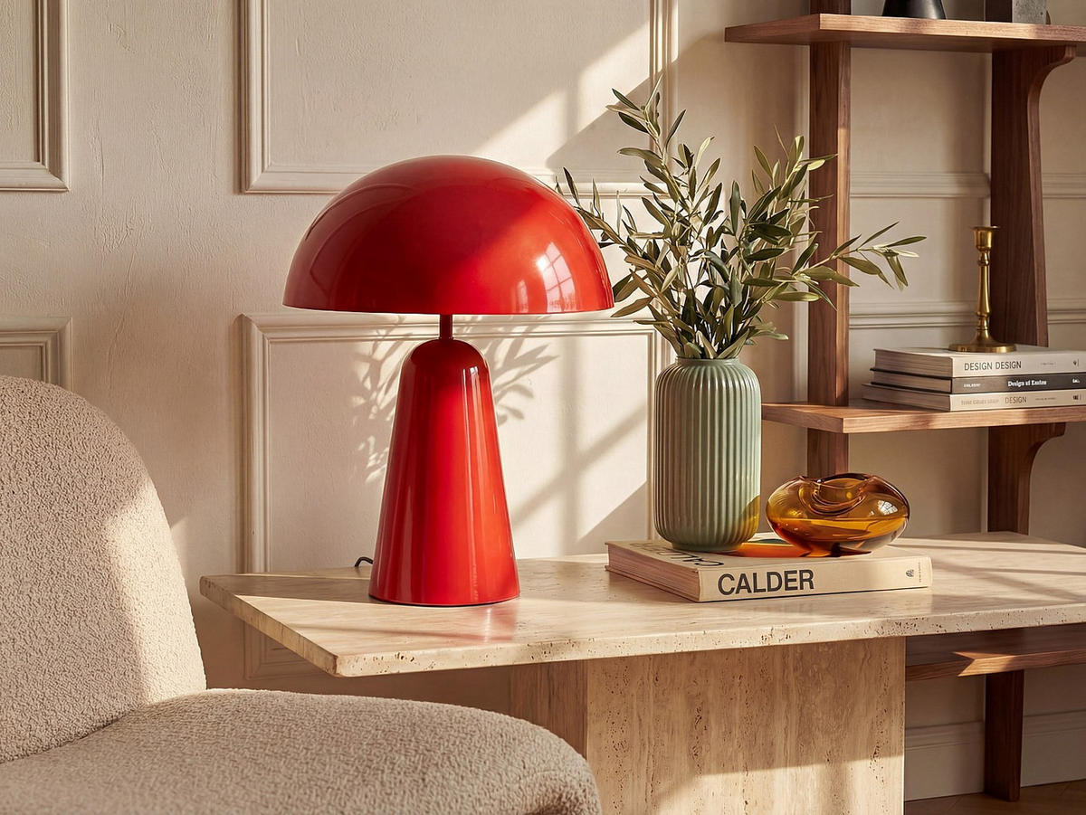 TISCHLAMPE - 39 x 39 - metall - rot Larkin - Rot, Metall (39/39/52cm) - Vente-Unique