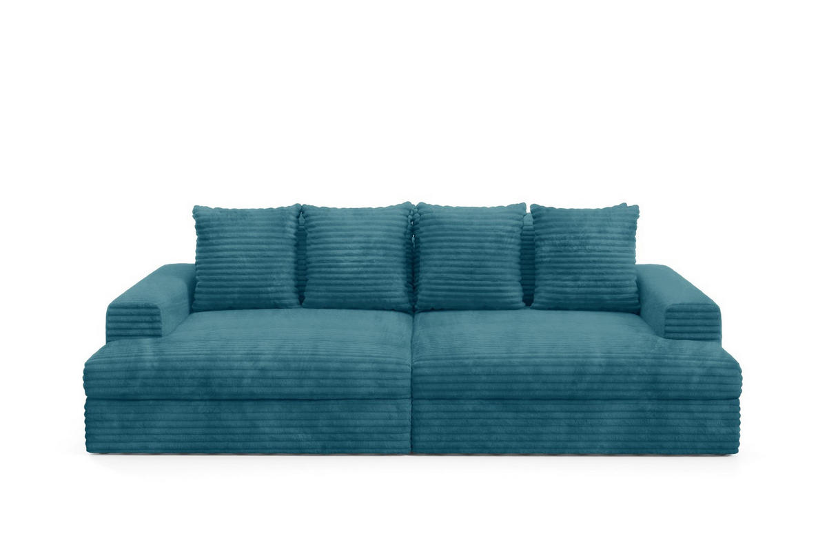 SCHLAFSOFA Premium Extra Komfort Blau - Blau/Schwarz, Holz/Holzwerkstoff (272/42/167cm) - Furnisell