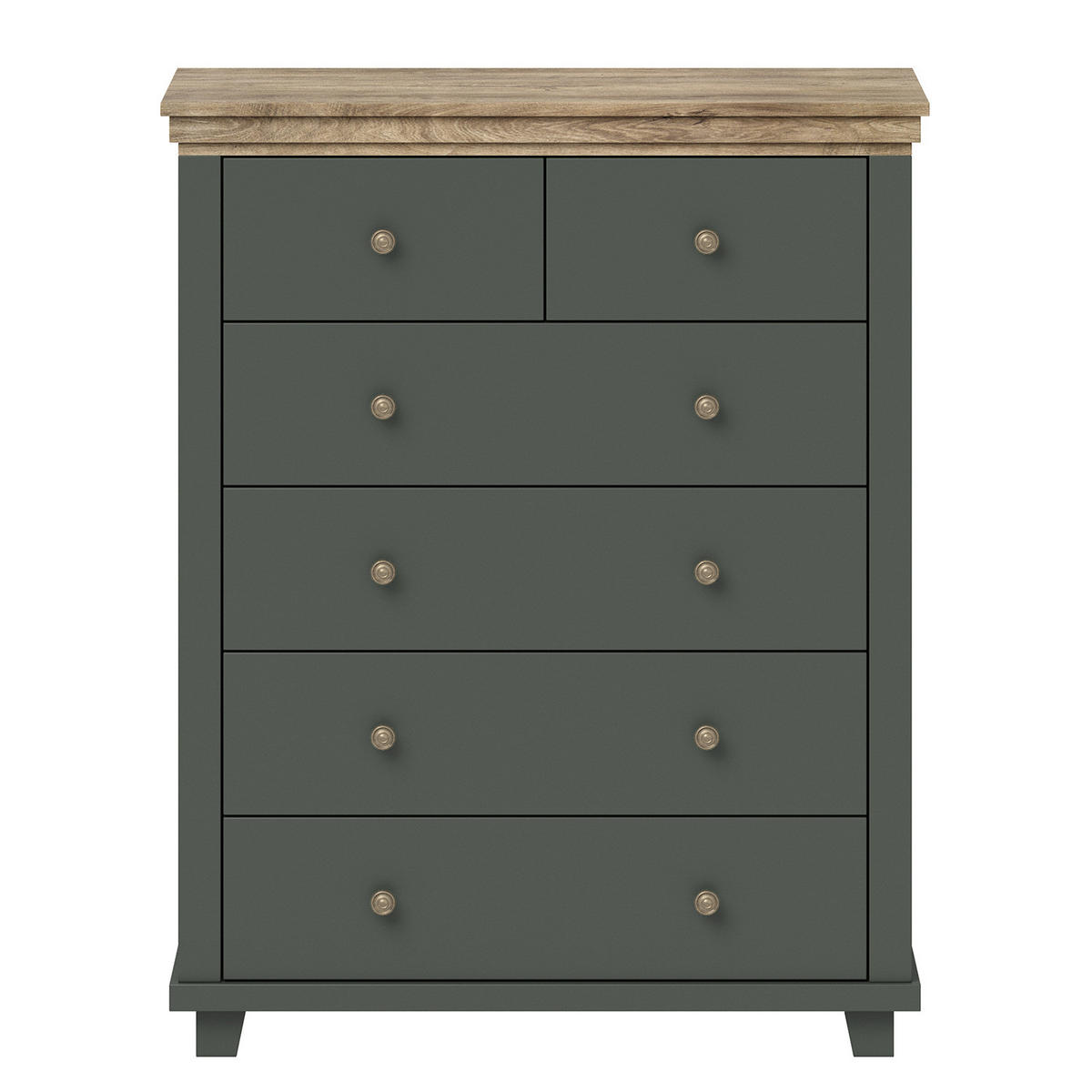 KOMMODE - Dunkelgrün/Goldfarben, Holzwerkstoff/Metall (90/113/42cm) - home24