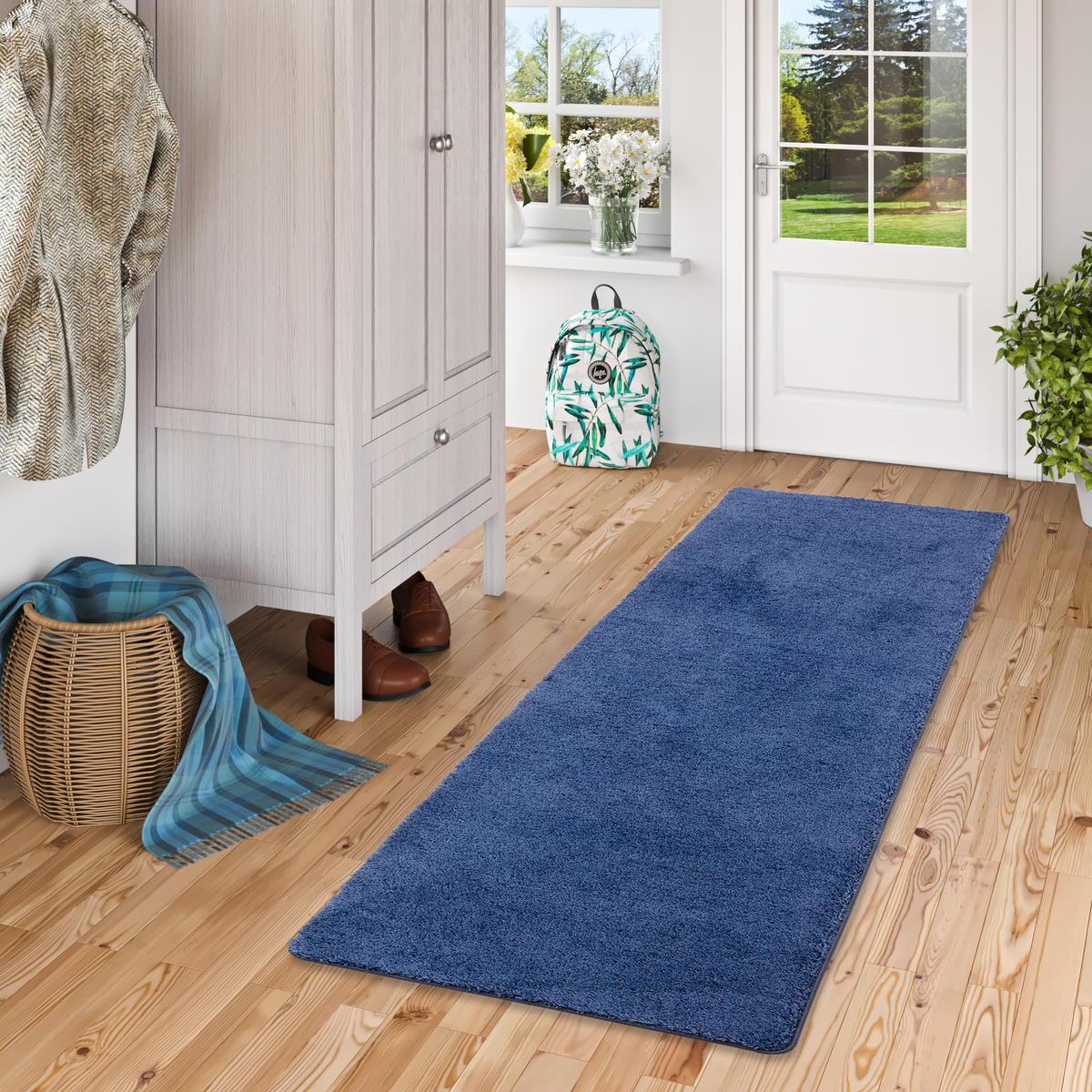 HOCHFLOR SHAGGY LÄUFER TEPPICH PALACE - Dunkelblau, Textil (80/240cm) - Snapstyle