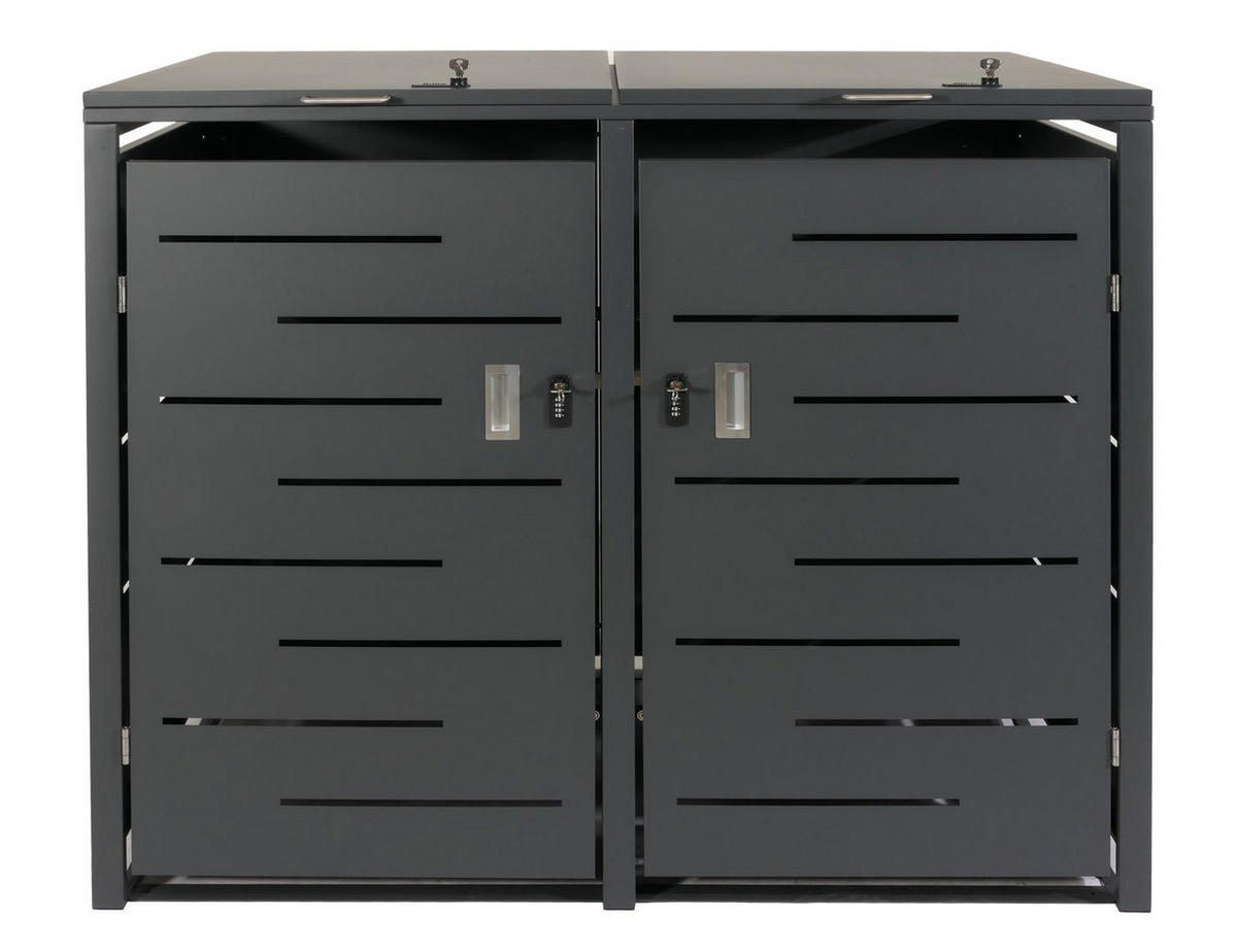 MÜLLTONNENBOX XL 2er 116x141x98cm erweiterbar Anthrazit - Anthrazit, Metall (141/116/98cm) - PROREGAL