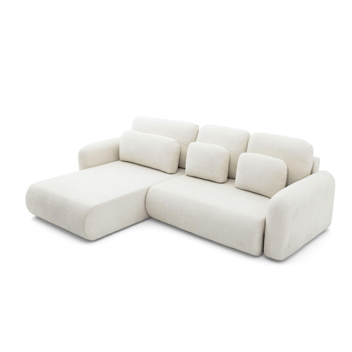 ECKSOFA NEST L Universal mit Schlaffunktion 157x240 Webstoff Weiß - Schwarz/Weiß, Holz/Textil (280/187cm) - Muffo