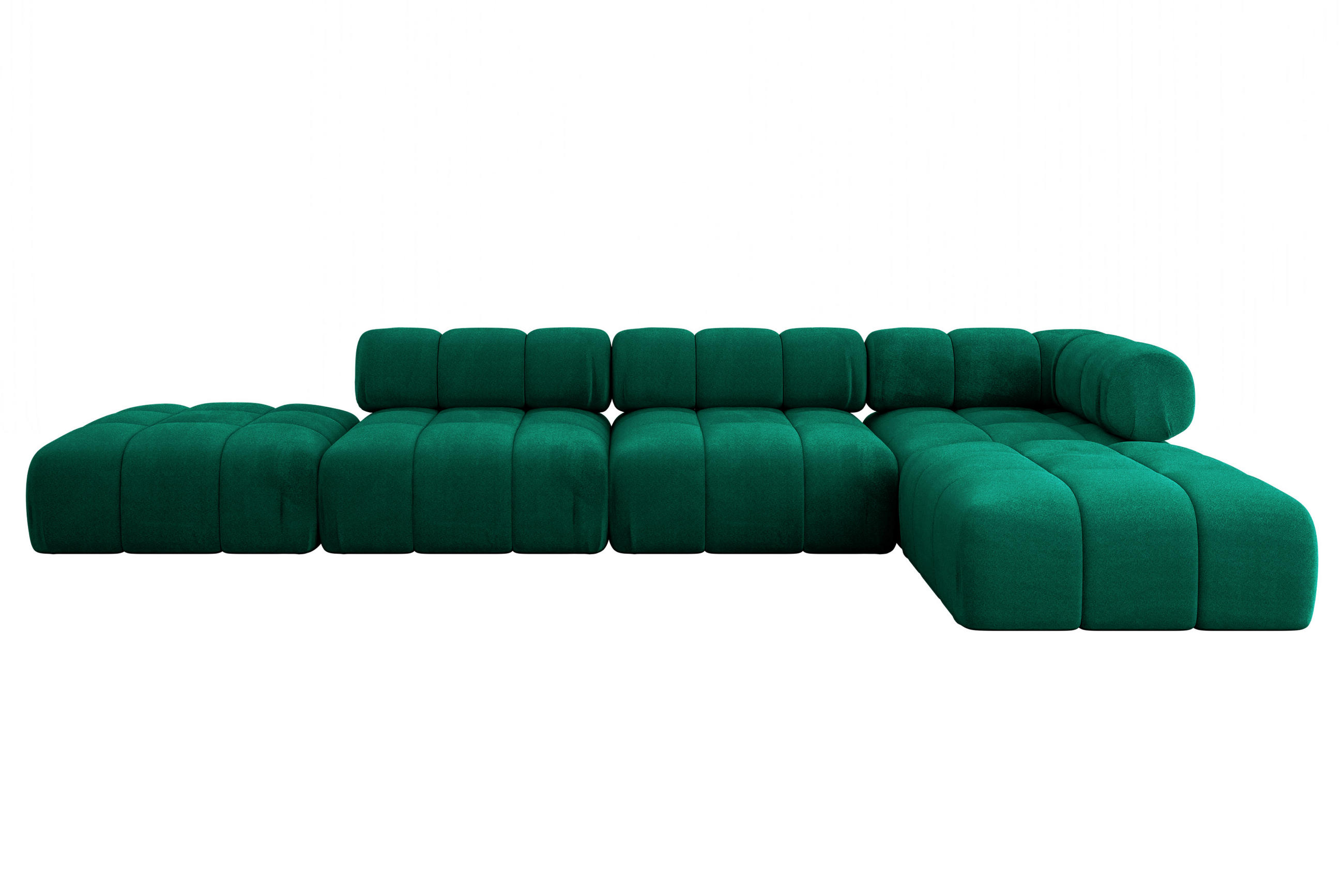 ECKSOFA modulares Sofa Kerru-L2 - 380x190x70 cm Dunkelgrün Velours - Dunkelgrün, Holzwerkstoff/Textil (380/190cm) - ALTDECOR