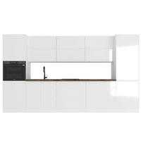 KÜCHENZEILE 360 cm Aspen K47-M360 in Weiß / Hochglanz - Weiß, Holz (360/212/60cm)