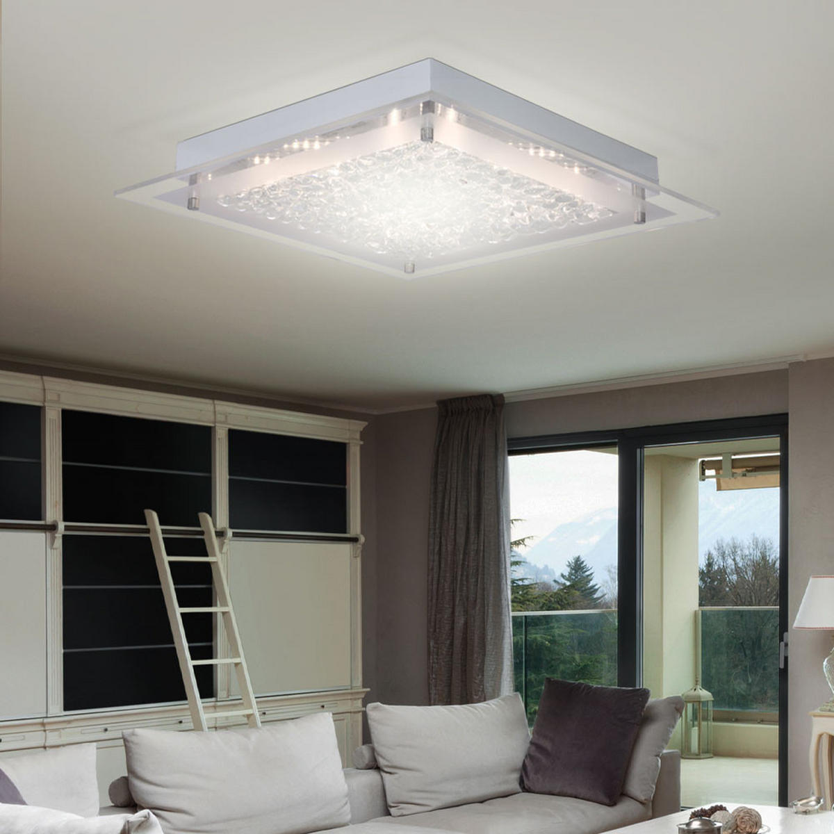 LED DECKENLEUCHTE Merle Chrom Weiß - Weiß, Glas (25/25/5cm) - Wofi