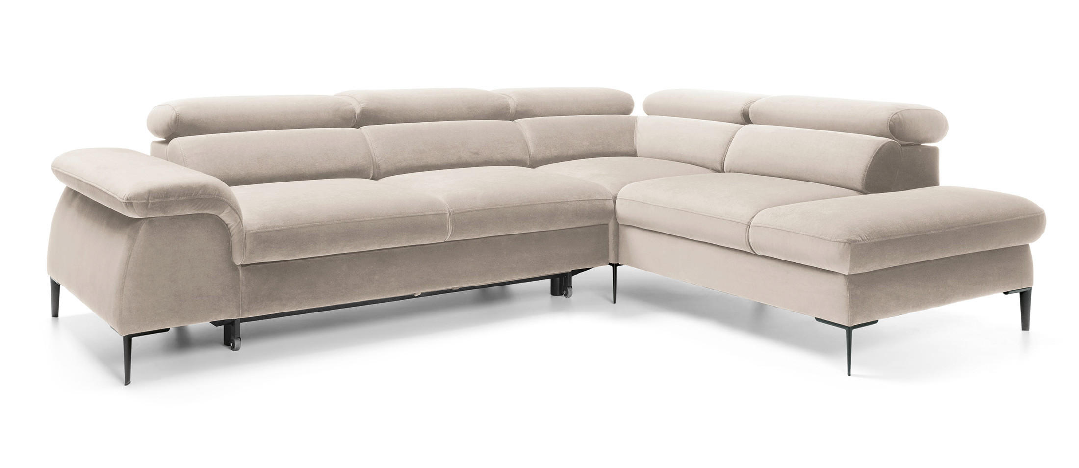 SCHLAFSOFA 280 cm Amaro L mit verstellbaren Kopfstützen, Rechts, Creme - Creme, Holz (214/280cm) - Emporius