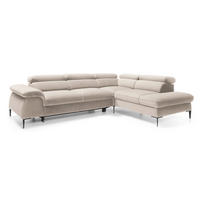 SCHLAFSOFA 280 cm Amaro L mit verstellbaren Kopfstützen, Rechts, Creme - Creme, Holz (214/280cm) - Emporius