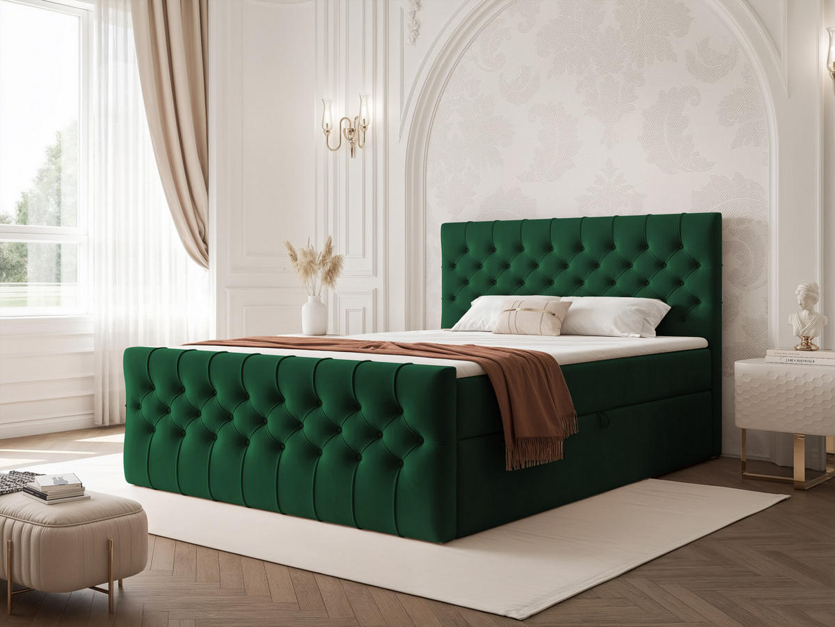 BOXBETT JOLIE 120x200 cm mit Matratze, Grün - Grün, Textil (120/200cm) - Idohome