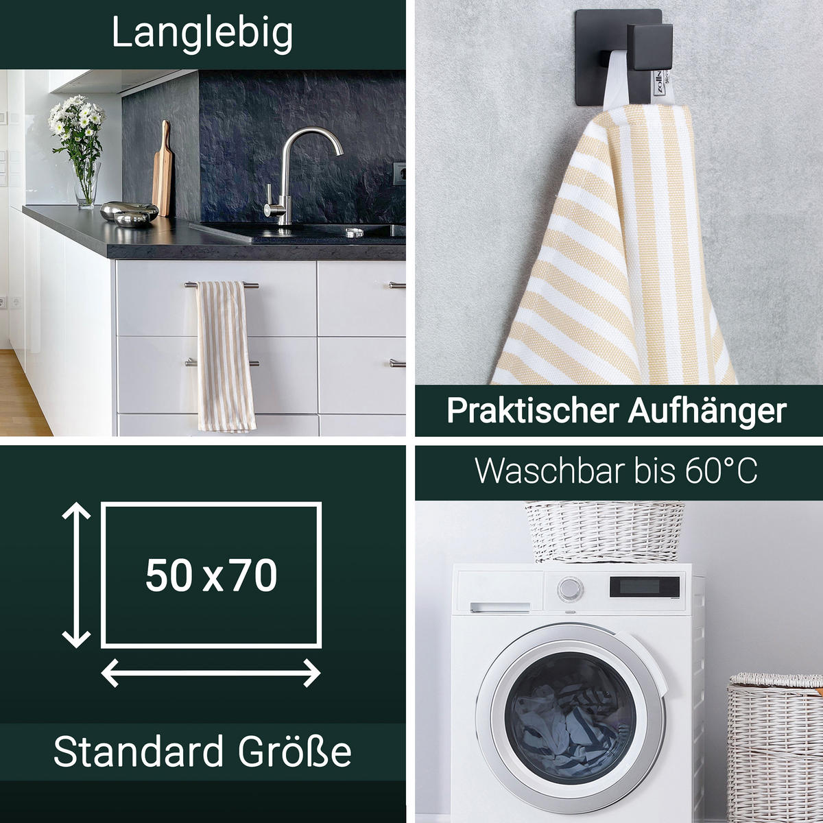 GESCHIRRTÜCHER, 5er-Set, 50x70 cm, 100% Baumwolle, Braun - Beige, Textil (50/70cm) - Zollner