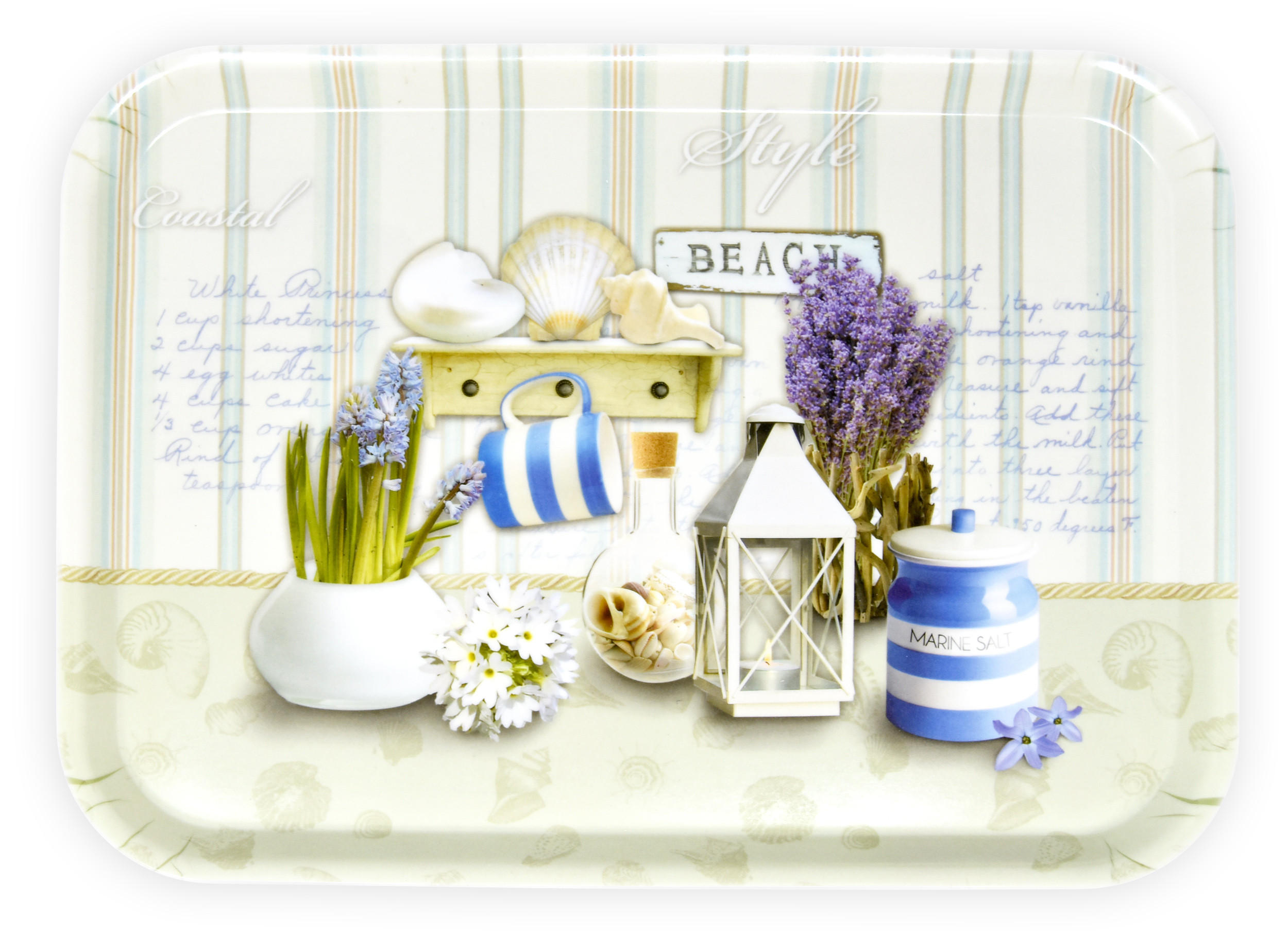 TABLETT Strandoase, rechteckige Melamin Serviertablett 38x26 cm - Blau, Kunststoff (26/2/38cm) - Lashuma