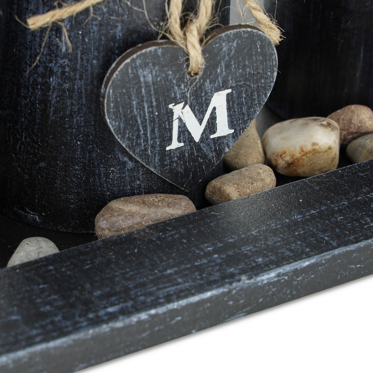 TEELICHTHALTER - Schwarz, Holzwerkstoff/Stein (10.5cm) - Relaxdays