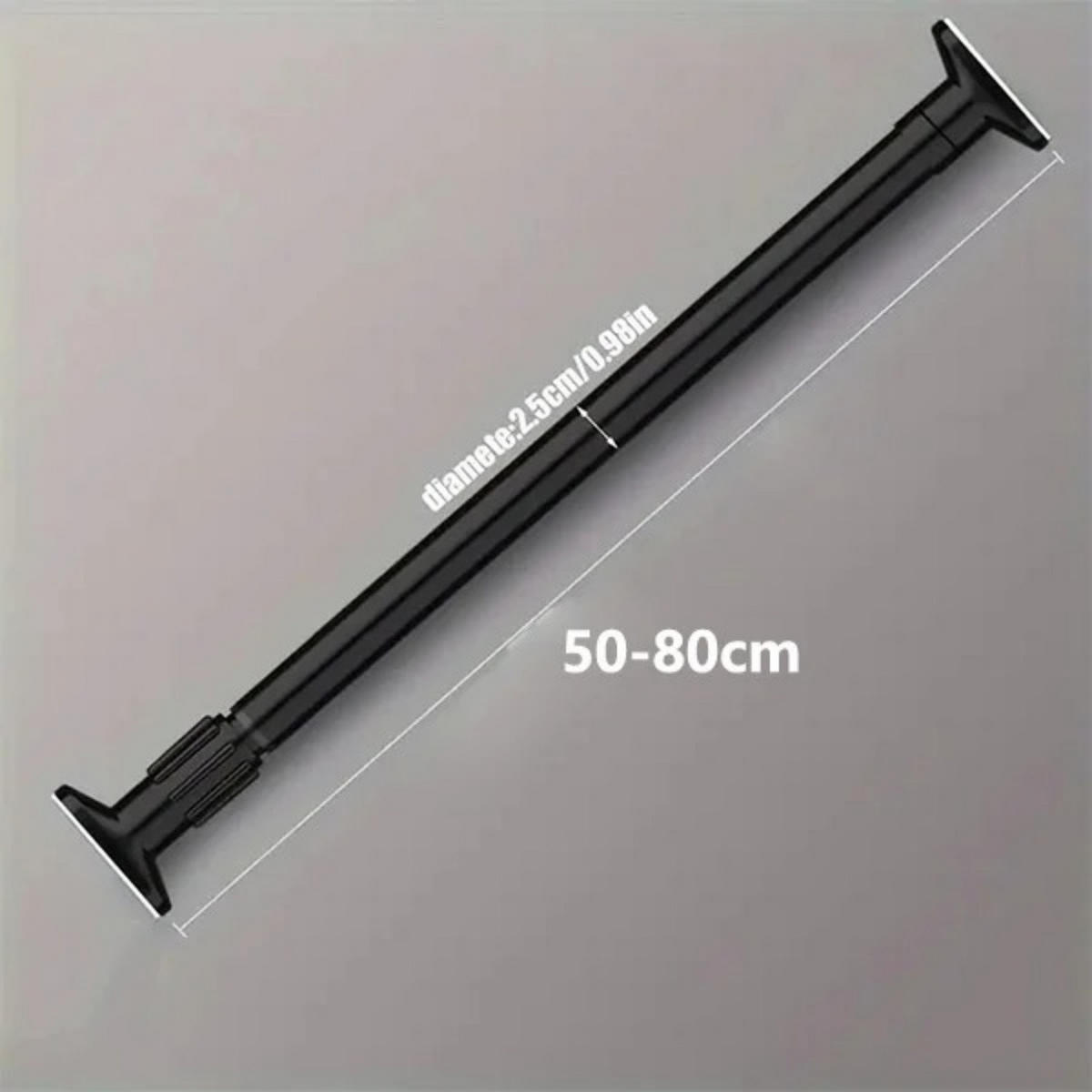 DUSCHVORHANG 50-80 cm Stange Schwarz einfach zu installieren - Schwarz, Metall (2.5/50cm) - MCBOSON