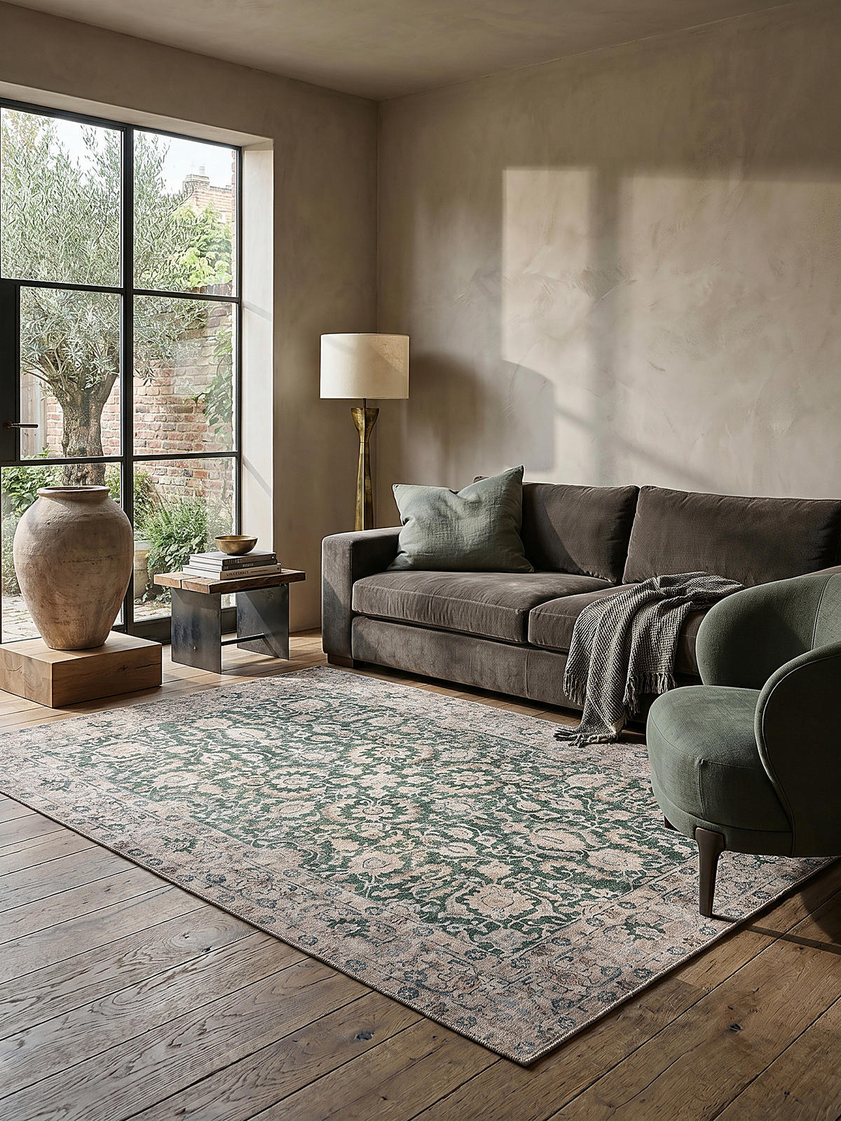 TEPPICH Waschbar HURST, orientalisch, Grün, 115 x 170 cm - Grün, Textil (170/115cm) - KADIMA DESIGN