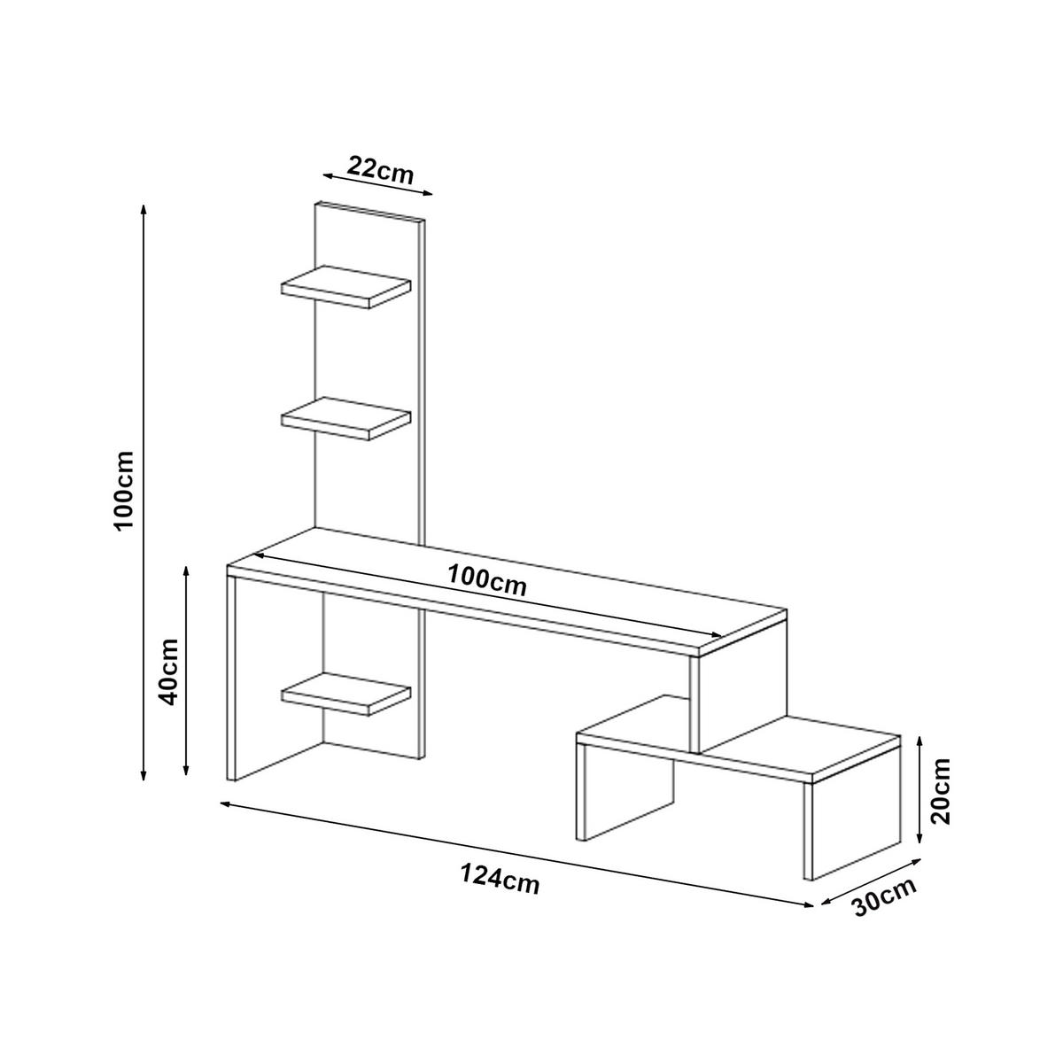 TV-ELEMENT Hörby - Schwarz/Weiß, Holzwerkstoff (124/100/32cm) - [en.casa]