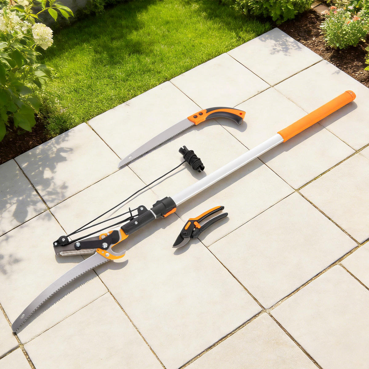 TELESKOPASTSCHNEIDER 2-in-1 DE-13862 mit Handbügelsäge und Astschere - Orange, Metall (16.5/3.5/200cm) - ComfortXL
