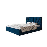 POLSTERBETT SLIM 3 mit Kopfteil, 140x200 cm, Doppelbett mit Bettkasten und Lattenrost aus Holz, Velourstoff, Farbe: Blau - Blau, Holz/Textil (140/200cm) - Sepro Meble