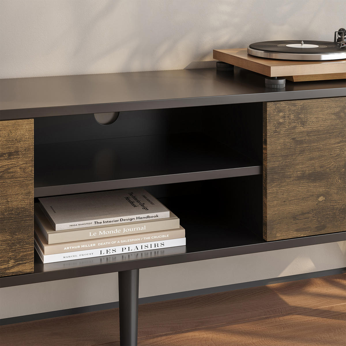 LOWBOARD Eskilstuna - Braun, Holz/Holzwerkstoff (120/46.5/29.5cm) - [en.casa]