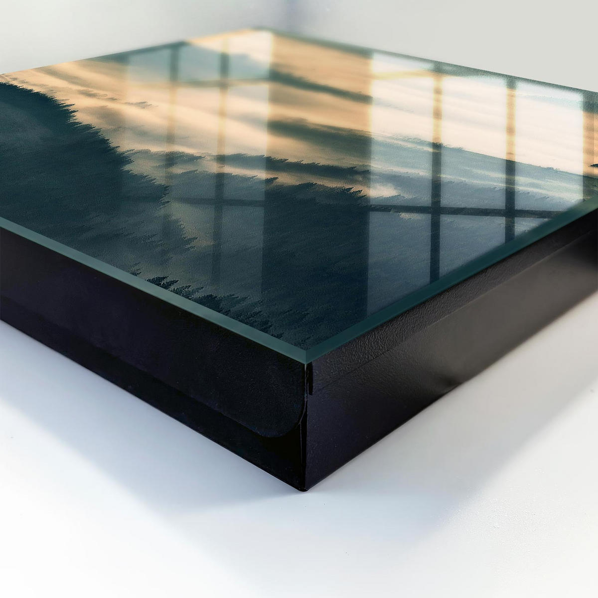 SCHLÜSSELBOX Schwarz 30x30 cm- Türöffnung nach rechts - Nebelige Hügel - Grau, Metall (30/30/5cm) - TULUP