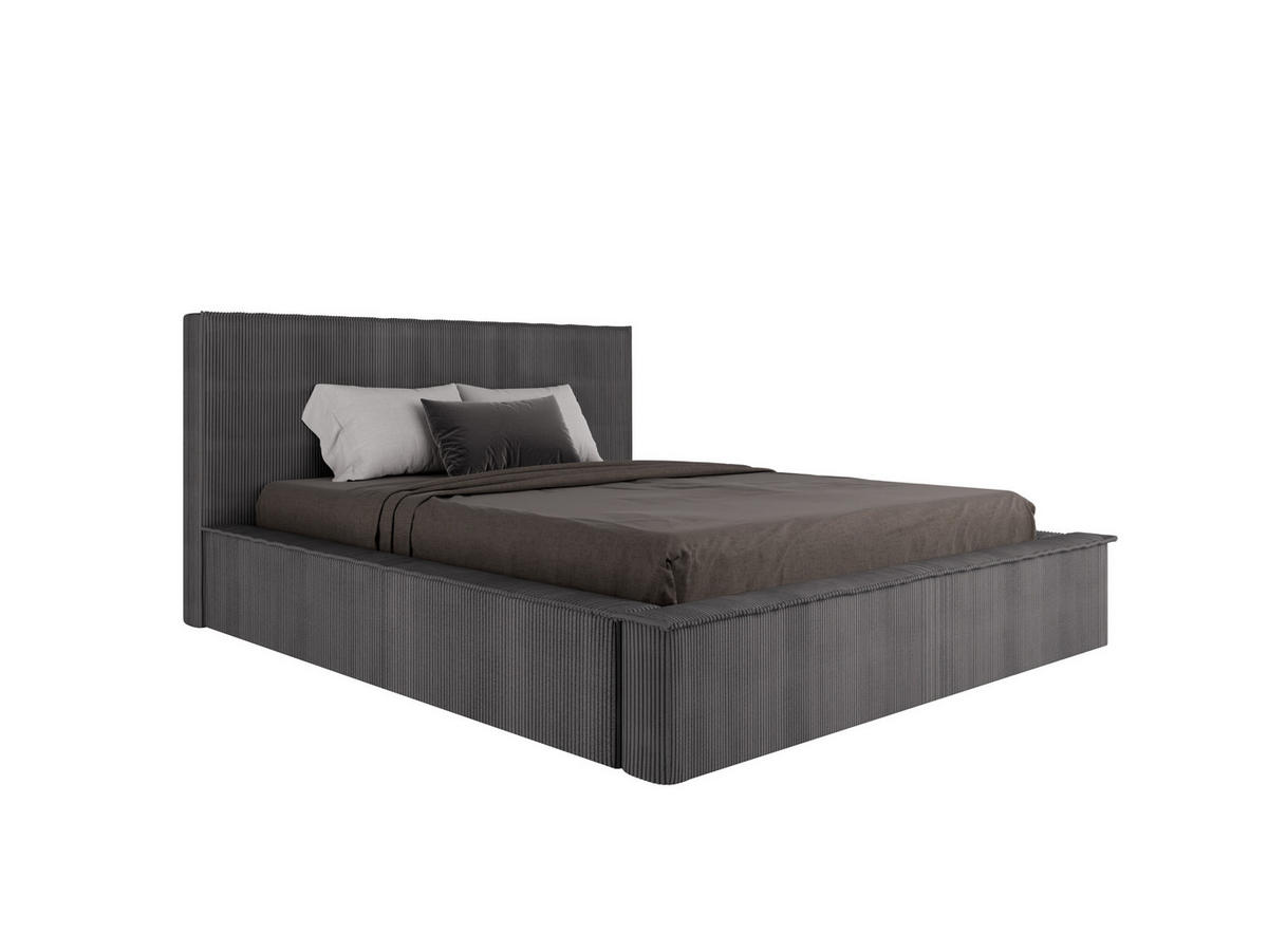 POLSTERBETT SANA 160x200cm Elegantes Polsterbett für modernen Wohnstil , 7-Zonen-Taschenfederkernmatratze mit kokos ARLAN (21 cm), dunkelgrau - Dunkelgrau, Holz (160/200cm) - Panda Möbel