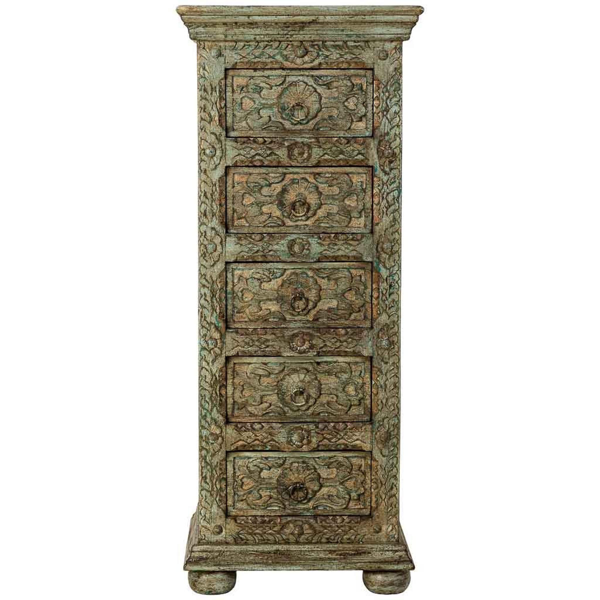 KOMMODE aus Holz, blau, 45x40x100cm - Blau, Holz (45/100/40cm) - Wanderlust