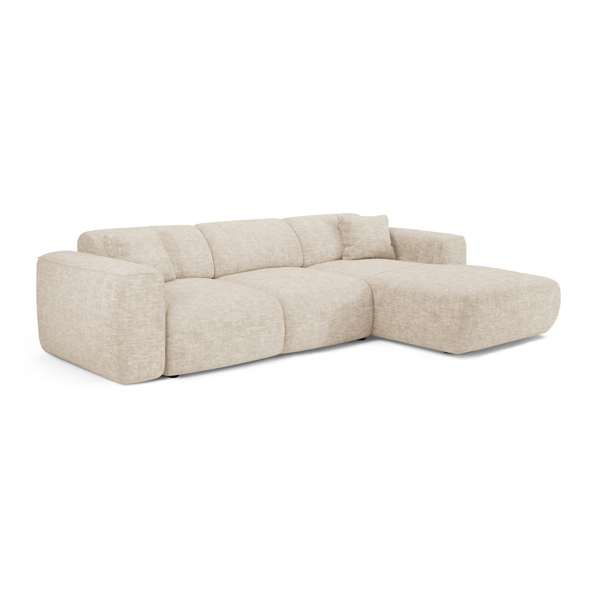 ECKSCHLAFSOFA Texturierter Samt Beige 283cm - Beige, Textil (283/180cm) - Sia Home