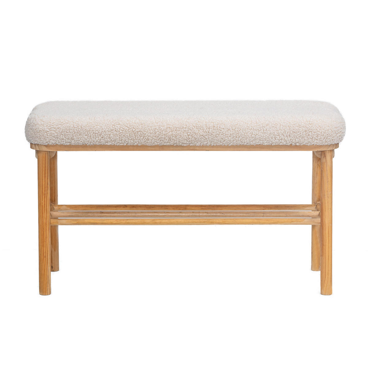 SITZBANK Rattan Weiß - Weiß, Holz (90/45.5/35cm) - Nordlys