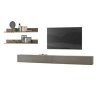 WOHNWAND Thermo Eiche, grau, Wohnkombination 4-teilig 380 x 170 cm - Eichefarben/Grau, Holzwerkstoff (380/170/30cm) - Furn.Design