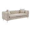 CHESTERFIELD-SOFA 3-Sitzer - Samt - Beige - EDWINA - Beige, Textil (220/76/91cm) - Vente-Unique