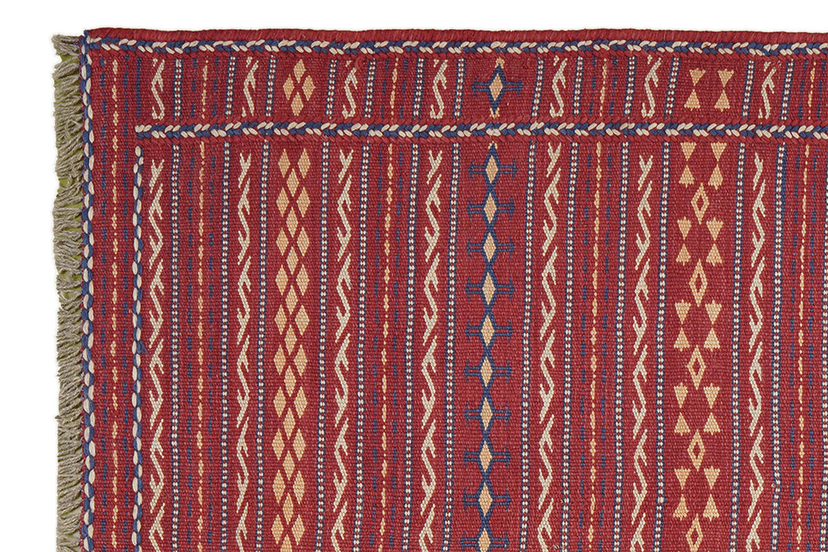 HANDWEBTEPPICH Kelim Kordi Rot 157/98 cm Schurwolle - Rot, Textil (98/157cm) - Looma