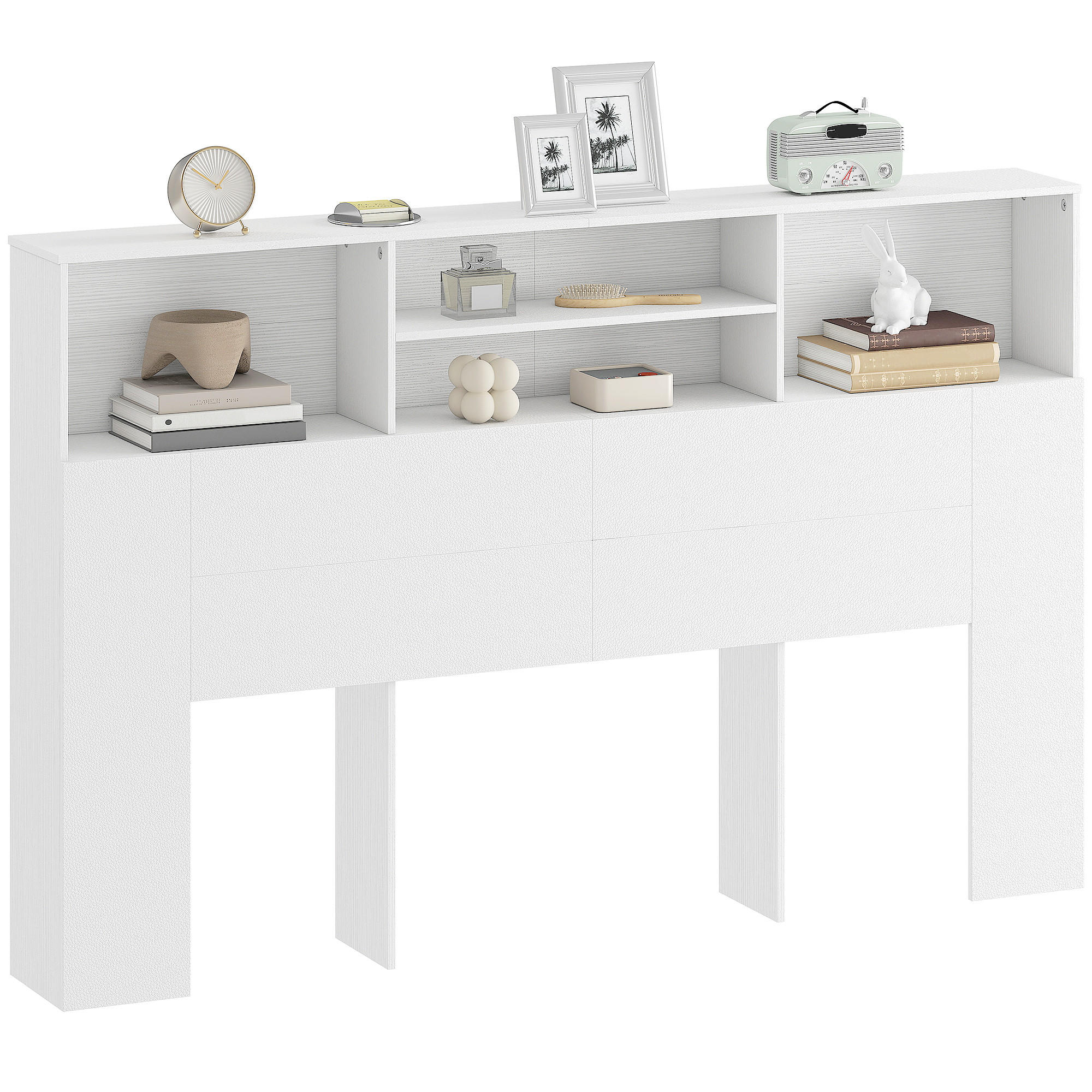 KOPFTEIL DE-18532 mit 4 offenen Fächern Weiß - Weiß, Holzwerkstoff (20.2/108.2/160cm) - ComfortXL