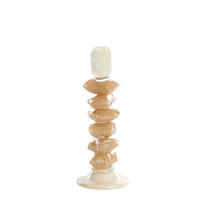 KERZENSTÄNDER Estina - Braun - 11.5/11.5/29.5 cm - Beige, Glas (11.5/29.5/11.5cm) - Light & Living