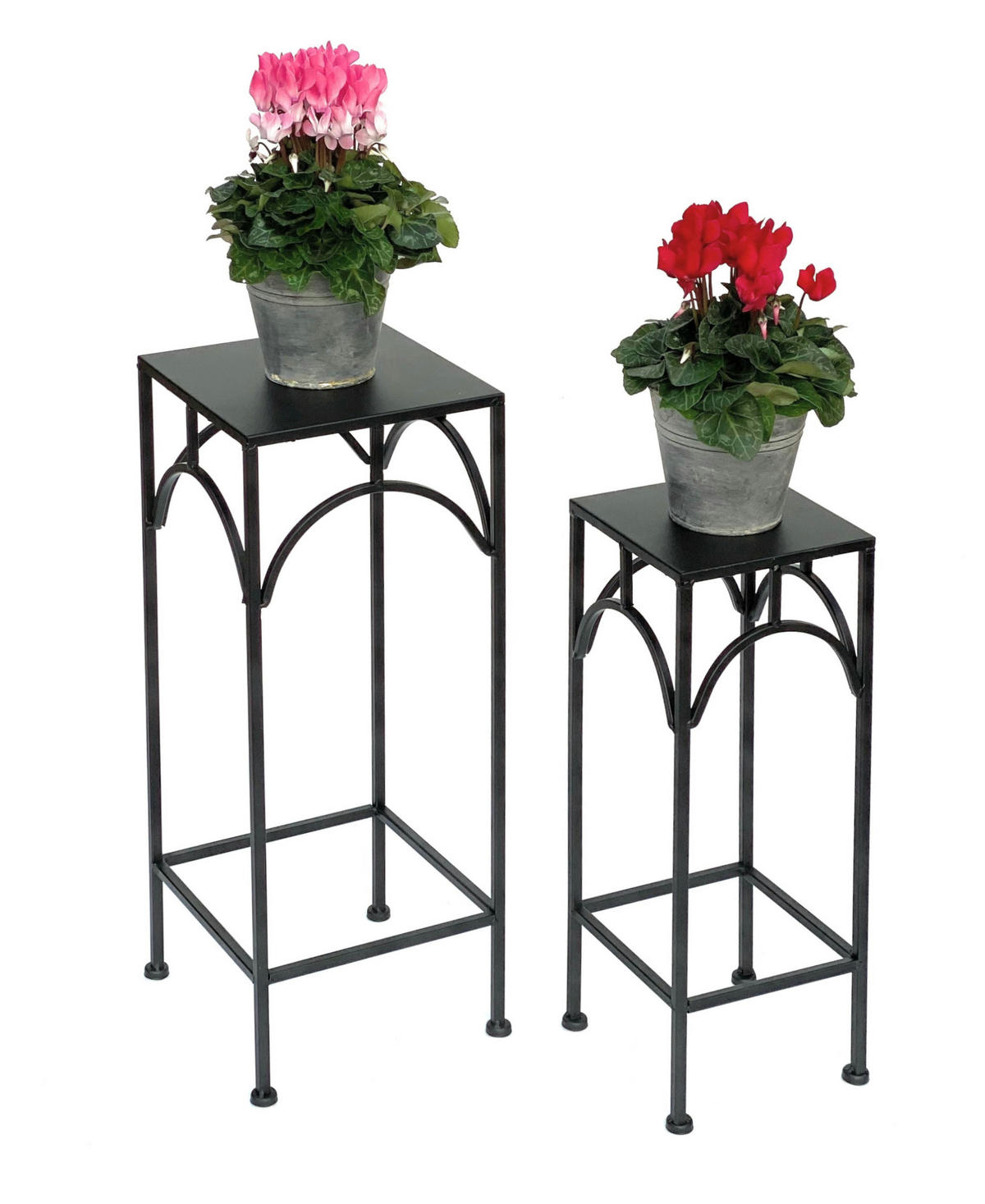 BLUMENHOCKER 2er Set Metall Schwarz Eckig - Schwarz, Metall (18/50/18cm) - DanDiBo