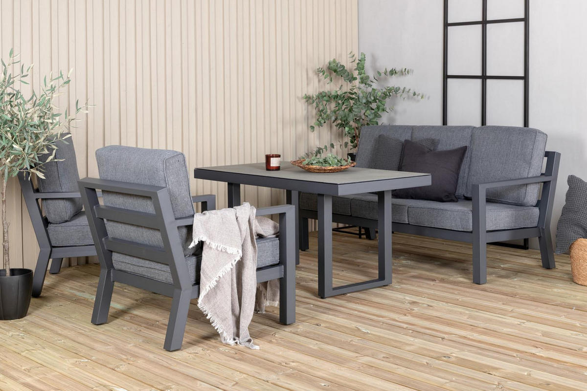 GARTENTISCHGRUPPE Schwarz - Schwarz, Holzwerkstoff - ebuy24