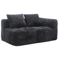 SOFA mit Seitentaschen ca. 158 x 90 cm Chenille Schwarz - Schwarz, Kunststoff (158/60/90cm) - Meubliv