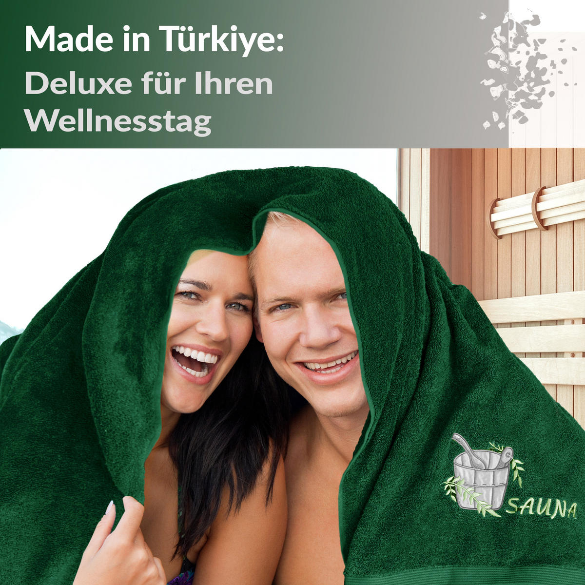 SAUNATUCH Lillby Tannen Grün 100x200 cm - Waldgrün, Textil (100/200cm) - Lashuma