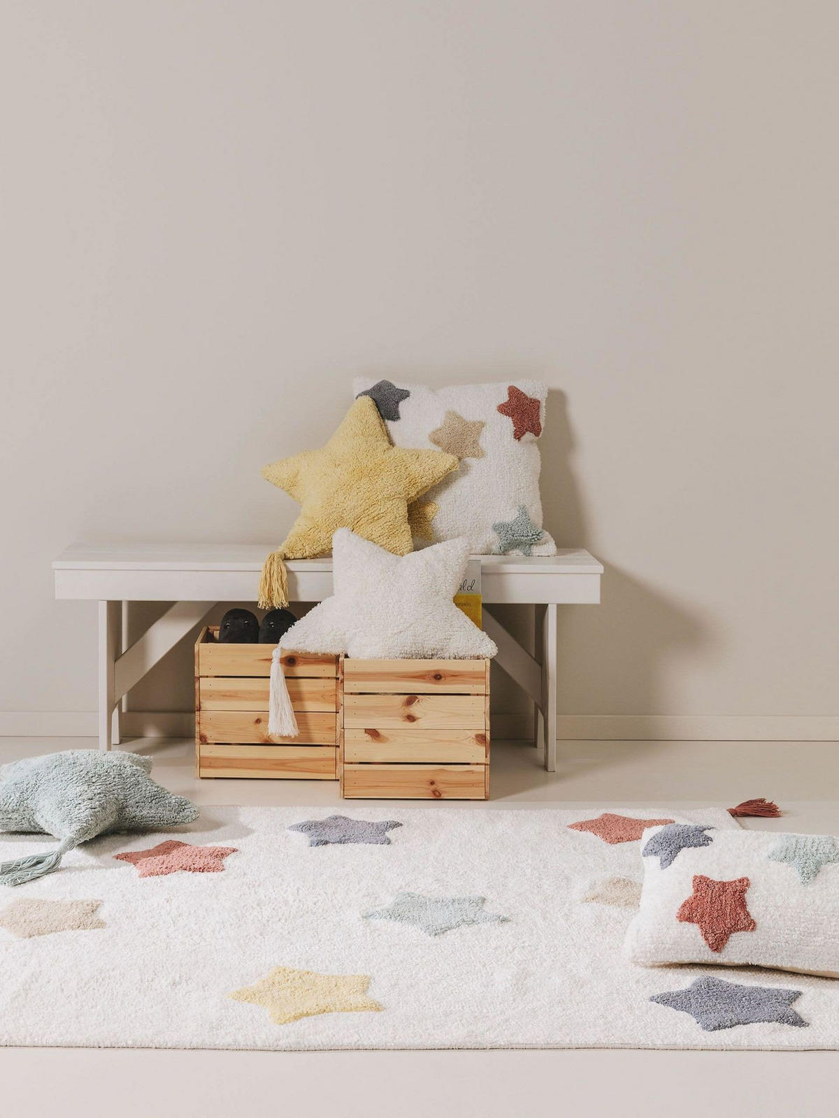 KISSEN Stars - Beige, Textil (45/1cm) - KUNSTLOFT