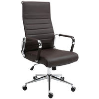 KONTORSSTOL Kolumbus äkta läder - Kromfärg/Brun, Läder/Metall (58/105/66cm) - CLP