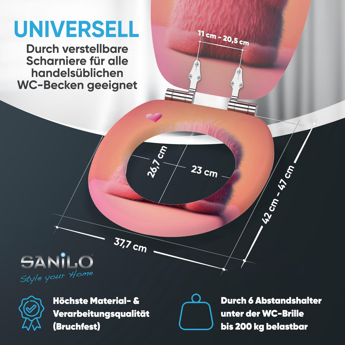WC Sitz mit Absenkautomatik Coco - Hellrosa, Holzwerkstoff (38/6/47cm) - Sanilo