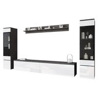 WOHNWAND Vera II - Weiß Hochglanz/Grau, Holzwerkstoff (30/130/33cm) - MIRJAN24
