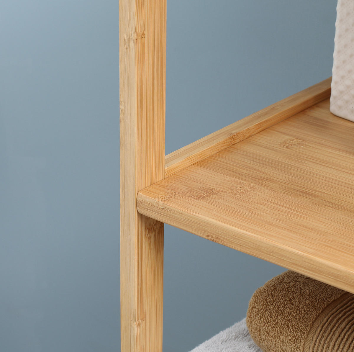 BADEZIMMERSCHRANK 30x30x140 cm Natur aus Bambus mit Kippsicherung & 2 Schubladen - Naturfarben, Naturmaterialien (30/140/30cm) - Modfu