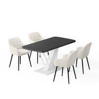 JEDILNA MIZA Fenaro, Črna/Bela, 120 x 80 cm s 4 jedilnimi stoli - črna/bela, leseni material (120/76/80cm) - Vicco
