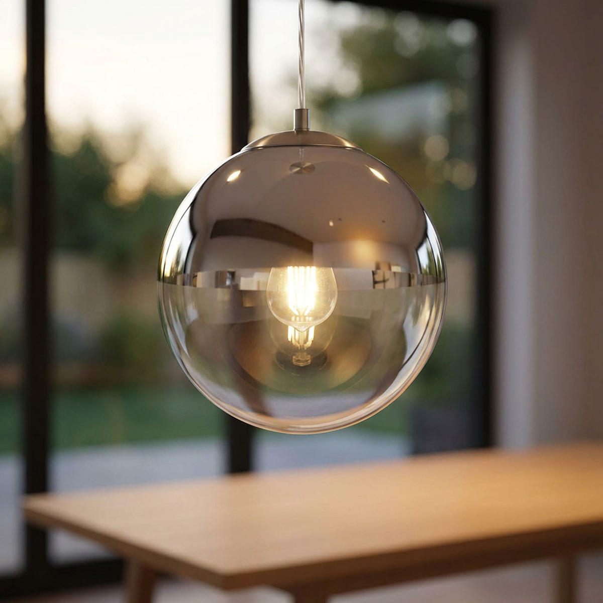 LED HÄNGELEUCHTE VARUS Chrom Silber - Silberfarben, Glas (25/25/120cm) - Globo Lighting