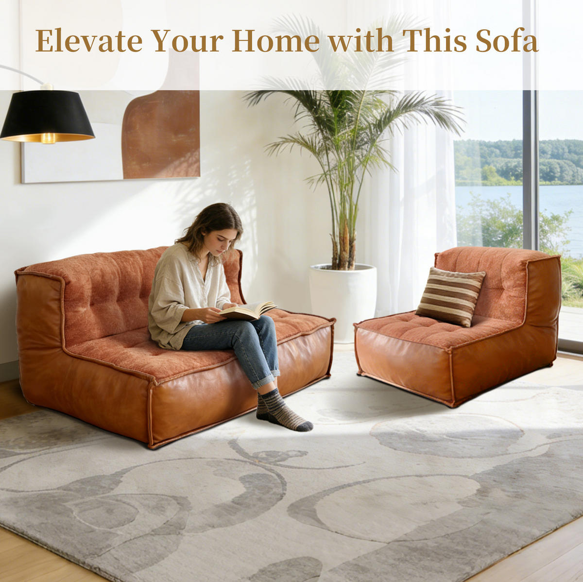 SOFA mit Knopfsteppung 2-Sitzer Braun - Braun, Kunststoff (131/60/93cm) - Meubliv