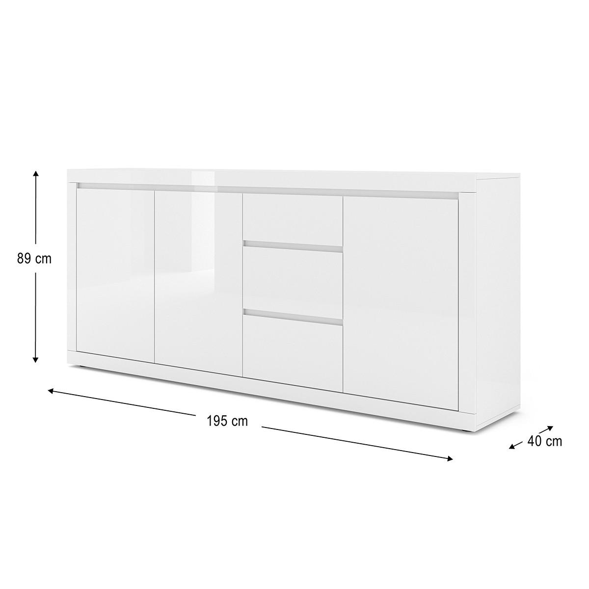 SIDEBOARD Olia Weiß - Weiß, Holzwerkstoff (195/89/40cm) - Petits-meubles